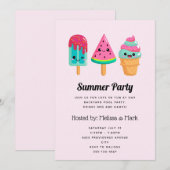 Invitation Yummy Ice Cream Trio Summer Vibe Party (Devant / Derrière)