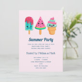 Invitation Yummy Ice Cream Trio Summer Vibe Party (Debout devant)