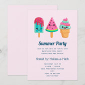 Invitation Yummy Ice Cream Trio Summer Vibe Party (Devant / Derrière)