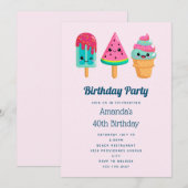 Invitation Yummy Ice Cream Trio Vibe été Anniversaire (Devant / Derrière)
