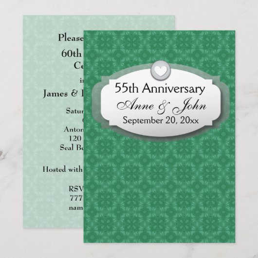 Invitation Z28 Vert Émeraude 55e Anniversaire (Devant / Derrière)