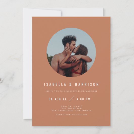 Invitation ZARA Burnt Orange Photo QR Code Mariage (Devant)