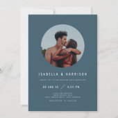 Invitation ZARA Moderne Boho Ardoise Bleu Photo Mariage (Devant)