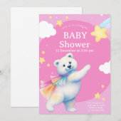 Invitation Zarah the Dancing Polar Bear Baby Shower (Devant / Derrière)