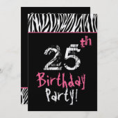 Invitation Zebra 25e anniversaire du Black White Pink (Devant / Derrière)