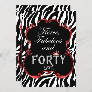 Invitation Zebra 40 et Fabulous Bling Anniversaire