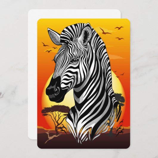 Invitation Zebra African Savanna Wild Animal (Devant / Derrière)