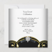 Invitation Zebra Animal Black White Gold fête d'anniversaire (Dos)