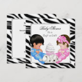 Invitation Zebra Baby shower Sexe Révéler les couples (Devant / Derrière)