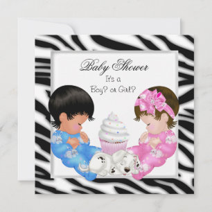 Invitation Zebra Baby shower Sexe Révéler les couples