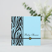 Invitation Zebra Blue Baby shower Boy (Debout devant)