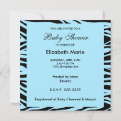 Invitation Zebra Blue Baby shower Boy (Dos)