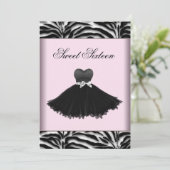 Invitation Zebra Chandelier rose Zebra Sweet sixteen Annivers (Debout devant)