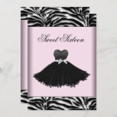 Invitation Zebra Chandelier rose Zebra Sweet sixteen Annivers (Devant / Derrière)
