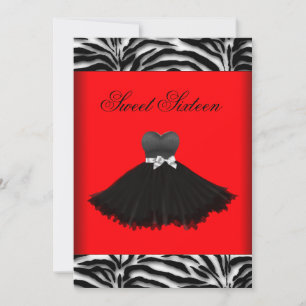 Invitation Zebra Chandelier Rouge Zebra Sweet sixteen Anniver