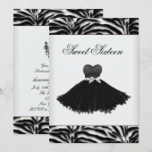 Invitation Zebra Chandelier Zebra Sweet sixteen (Devant / Derrière)