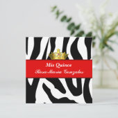 Invitation Zebra Crown Quinceañera (Debout devant)