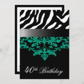Invitation Zebra Damask Fabulous à la fête d'anniversaire de  (Devant / Derrière)
