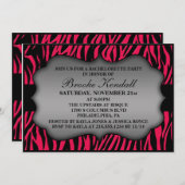 Invitation Zebra de nuit sauvage rose chaud Imprimer Bachelor (Devant / Derrière)
