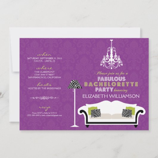 Invitation Zebra Decor (violet) (Devant)