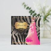 Invitation ZEBRA FAUX SILVER/Sweet 16/ Quinceañera (Debout devant)