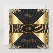 Invitation Zebra Gold Cream Leopard Black Anniversaire (Devant)