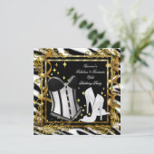 Invitation Zebra High Heel Gold Black Corset fête d'anniversa (Debout devant)