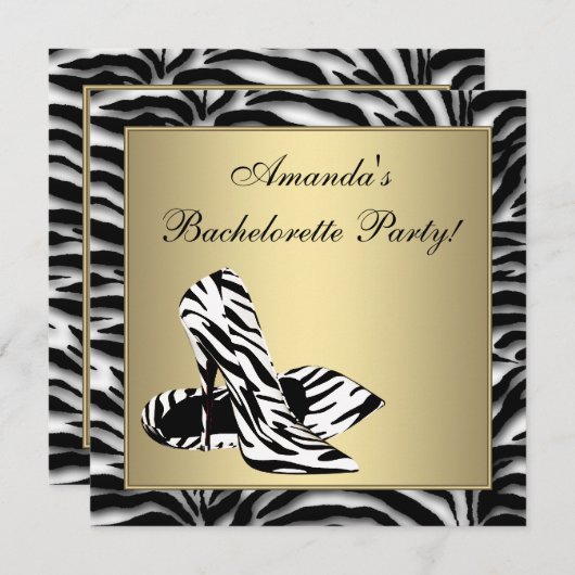 Invitation Zebra High Heels Bachelorette (Devant / Derrière)