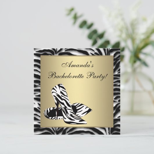 Invitation Zebra High Heels Bachelorette (Debout devant)