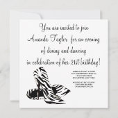 Invitation Zebra High Heels Fête des femmes 21ème Anniversair (Dos)
