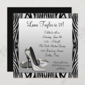 Invitation Zebra High Heures Fête d'anniversaire (Devant / Derrière)