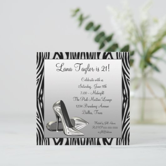 Invitation Zebra High Heures Fête d'anniversaire (Debout devant)