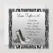 Invitation Zebra High Heures Fête d'anniversaire (Devant)