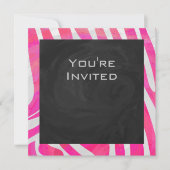 Invitation Zebra Hot rose et blanc avec Monogramme (Devant)