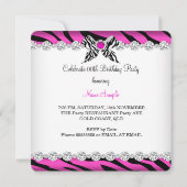 Invitation Zebra Hot rose Glamor High Heures Anniversaire (Dos)