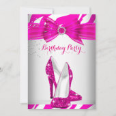 Invitation Zebra Hot Rose High Heel Chaussure Anniversaire (Devant)