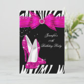 Invitation Zebra Hot Rose High Heel Chaussure Noir Anniversai (Debout devant)