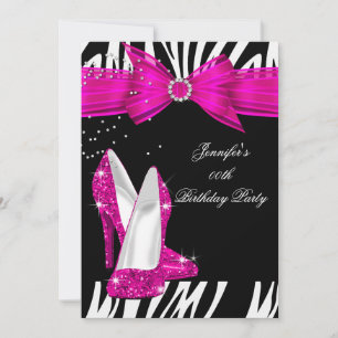 Invitation Zebra Hot Rose High Heel Chaussure Noir Anniversai