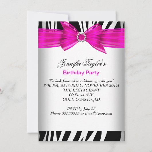 Invitation Zebra Hot Rose High talon Chaussure Noir Anniversa (Dos)