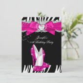 Invitation Zebra Hot Rose High Talon Chaussure Noir Anniversa (Debout devant)