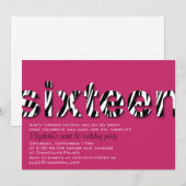 Invitation Zebra Imprimer la typographie Design Sweet 16 Invi (Devant / Derrière)
