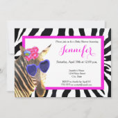 Invitation Zebra juna animal mode baby shower glamour (Devant)
