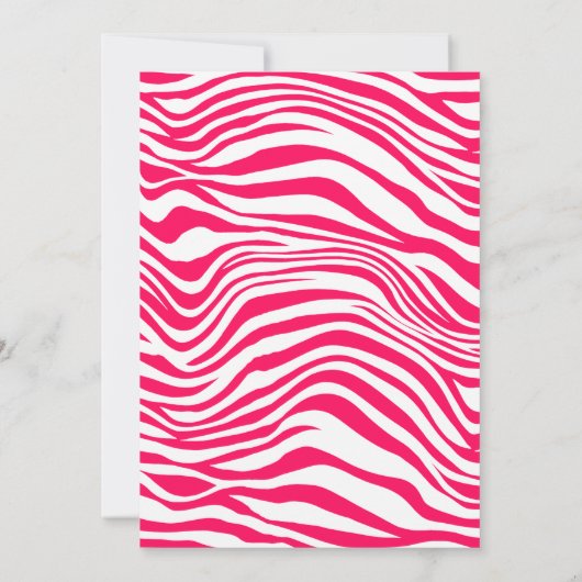 Invitation Zebra jungle safari thème rose noir rayures enfant (Dos)