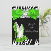 Invitation Zebra Lime Green Parties scintillant haute chaussu (Debout devant)