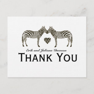 Invitation Zebra Love Personnalisé Merci Note