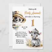 Invitation Zebra meerkat jungle safari animaux sauvages enfan (Devant)