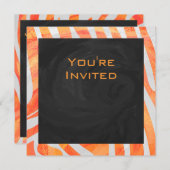 Invitation Zebra Monogram orange et blanc (Devant / Derrière)