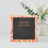 Invitation Zebra Monogram orange et blanc (Debout devant)