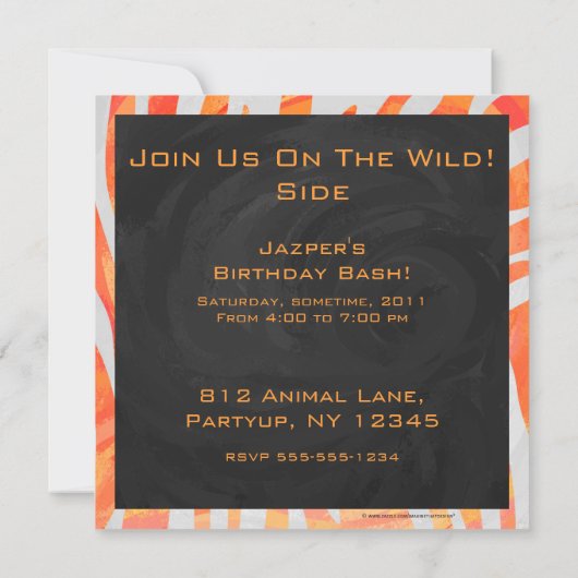 Invitation Zebra Monogram orange et blanc (Dos)