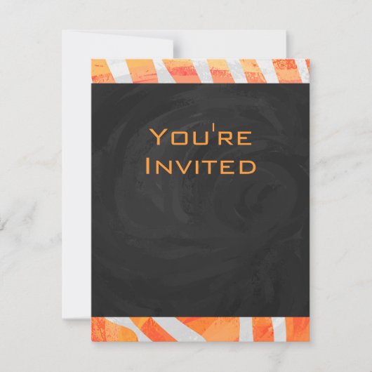 Invitation Zebra Monogram orange et blanc (Devant)